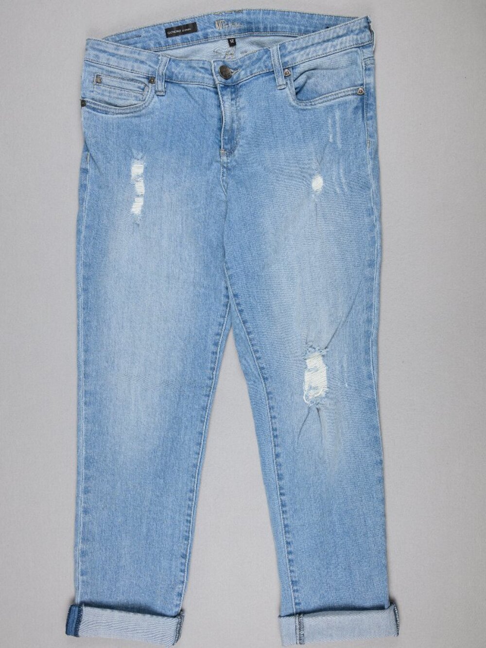 Kut from the Kloth Catherine Boyfriend Jeans Distressed Light Wash Women Sz 12